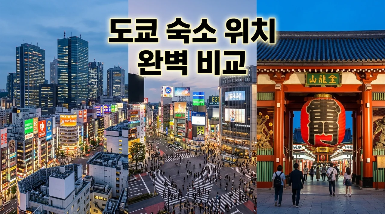 도쿄 숙소 추천 지역 비교 | 신주쿠 vs 시부야 vs 아사쿠사 완벽 가이드