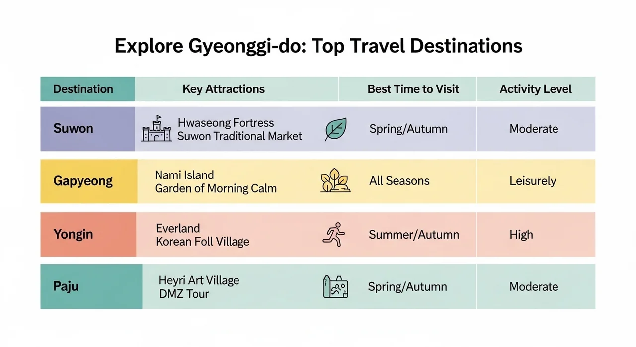 한눈에 비교하는 5월 경기도 추천 여행지 리스트