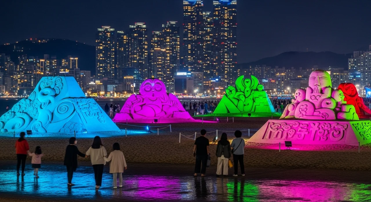 야간이 더 아름다운 해운대 모래축제